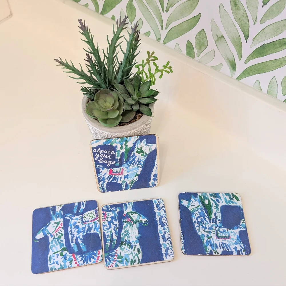 Set Of 4 Lilly Pulitzer Handmade Coasters